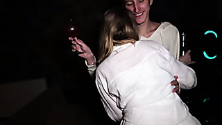 Busty Blonde Cheater Squirts Hard From Rough Party Threesome!