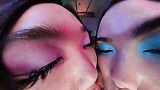 POV VR: Asian Redhead & Brunette Sluts Threesome Fuck