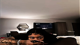 GLASSES EBONY SLUT MAKES DICK EXPLODE IN POV!