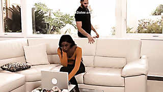 DECEIVED EBONY SLUT SQUIRTS HARD ON COCK!